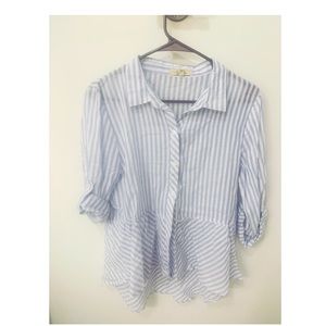 Blue and white stripe cotton blouse